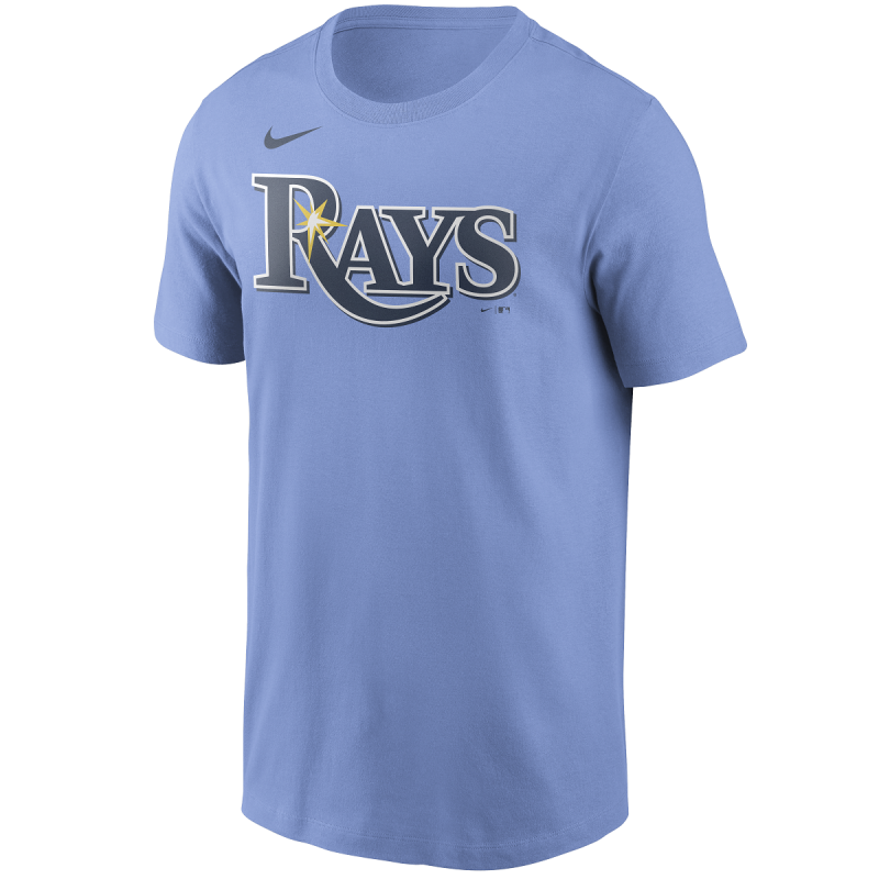 Sureste Edredón Persona con experiencia T-shirt MLB Tampa Bay Rays Nike Wordmark Azul para hombre
