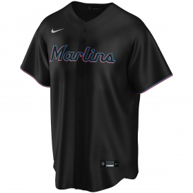 Camiseta de beisbol MLB Miami Marlins Nike Replica Alternate Negro para Hombre