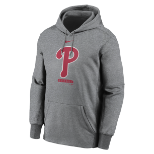 Men's Nike Logo Therma Performance Pullover Hoodie MLB Philadephia Phillies Grey
