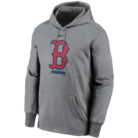 Men's Nike Logo Therma Performance Pullover Hoodie MLB Boston Red Sox Grey