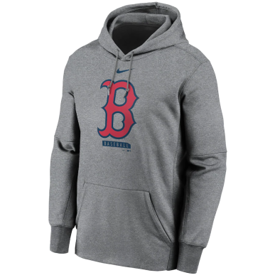 Men's Nike Logo Therma Performance Pullover Hoodie MLB Boston Red Sox Grey