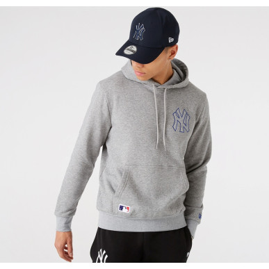 Sweat à capuche MLB New York Yankees New Era Chain Stitch Gris pour homme