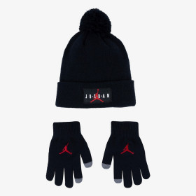 Gorro y guantes Jordan negro para nino