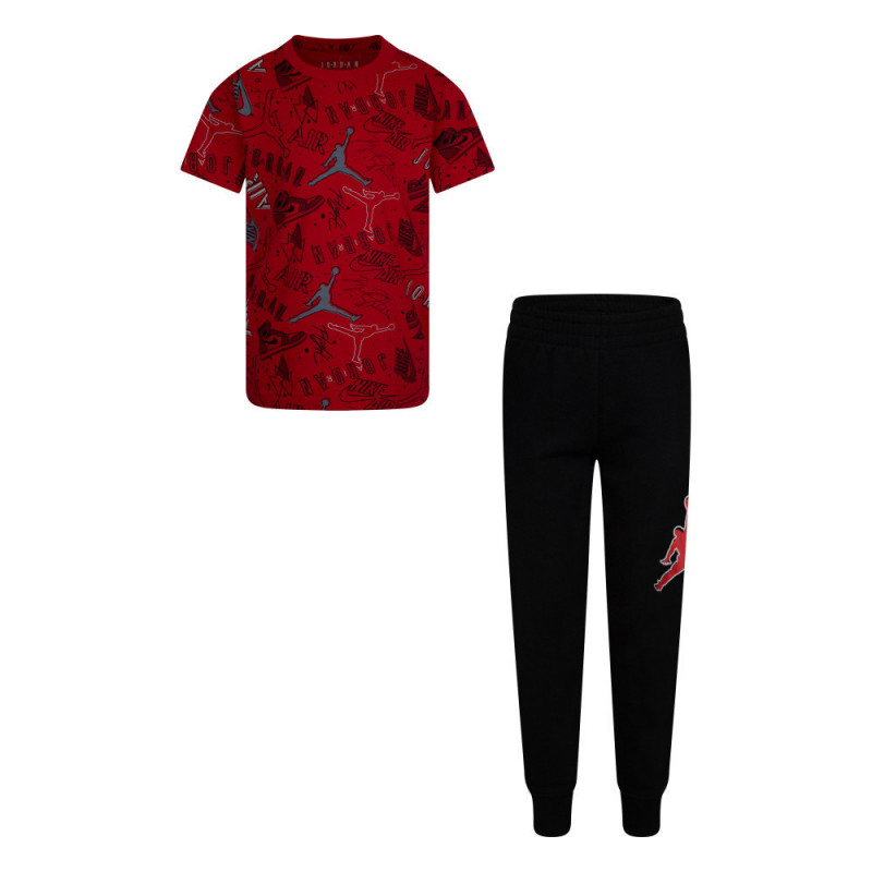 T-shirt y Pantalone Jordan All over Rojo Para nino