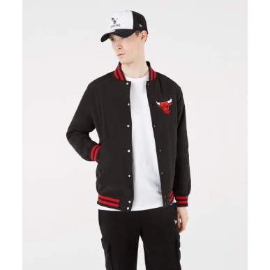 Men's New Era Team Wordmark Bomber NBA Chicago Bulls black and red