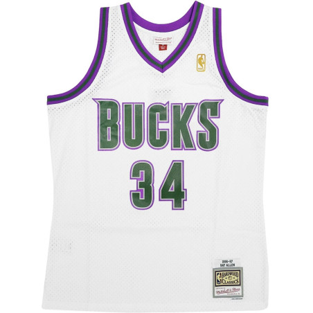 Mitchell & ness Hardwood Classic NBA Jersey Ray Allen Millwaukee Bucks 1996-97 white