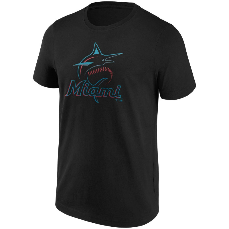 T-shirt MLB Miami Marlins Fanatics Mid Essentials Crest negro para hombre