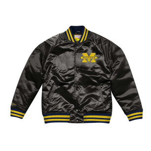 Men's Mitchell & Ness Satin Jacket NCAA Michigan Black