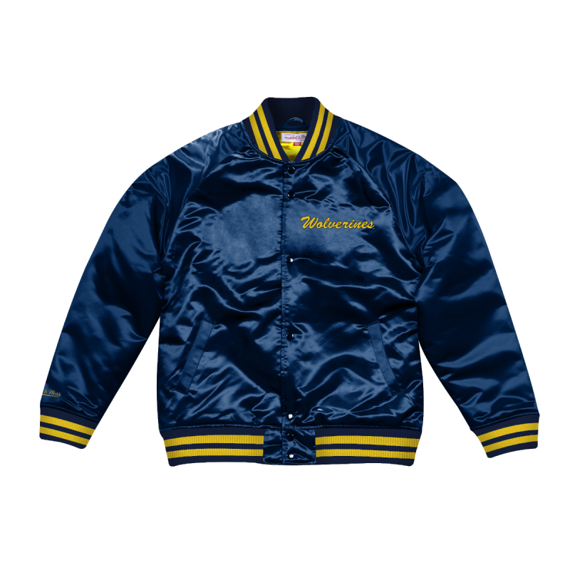 Men's Mitchell & Ness Satin Jacket NCAA Wolverines Navy