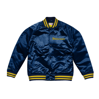 Chaqueta NCAA Wolverines Mitchell & Ness Satin Marina para hombre