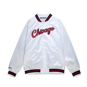 Veste NBA Chicago Bulls Mitchell & Ness Lightweight satin Blanc