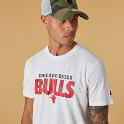 T-Shirt NBA Chicago Bulls New Era Wordmark Blanc pour Homme