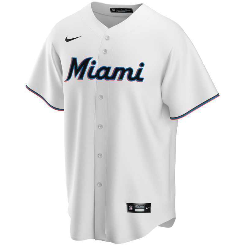 Muchos Ocurrir Mansedumbre Camiseta de beisbol MLB Miami Marlins Nike Replica blanco para chico