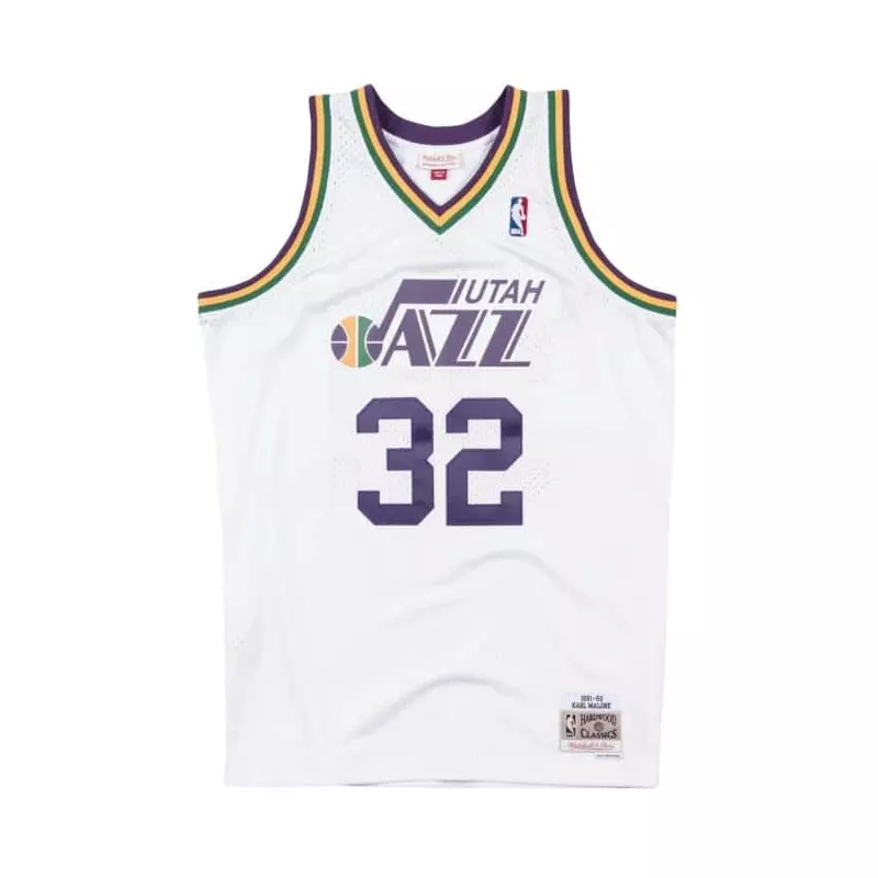 Maillot NBA Karl Malone Utah Jazz 1991-92 Mitchell & ness Hardwood Classic swingman Blanc