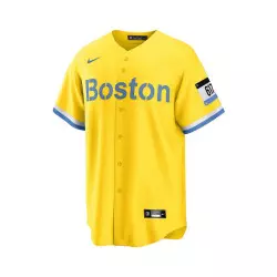 Maillot de Baseball MLB Boston Red Sox Nike city connect Jaune pour Junior