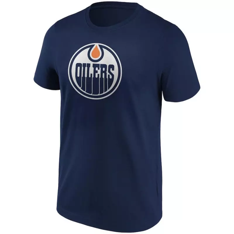 T-shirt NHL Edmonto Oilers Fanatics Prima Logo Bleu marine pour homme