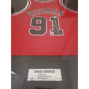 NBA Jersey Dennis Rodman Chicago Bulls signed and authenticated red