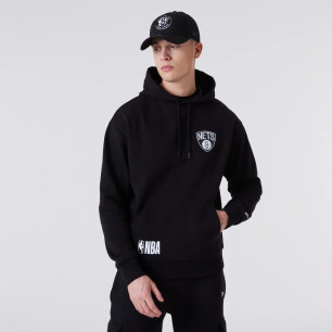 Sweat à capuche NBA Brooklyn nets New Era Half Logo Noir pour homme
