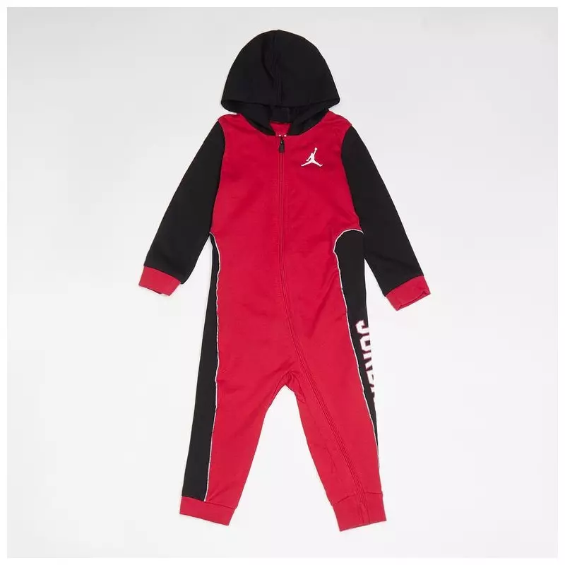 Grenouillère Zippée à capuche Jordan rouge et noir pour bébé