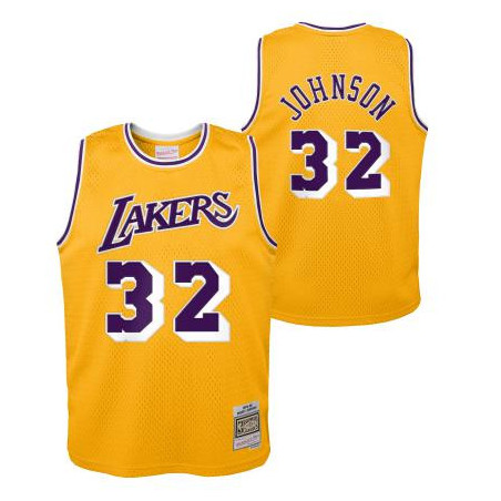 semilla Roble pala Camiseta NBA Magic Johnson Los Angeles Lakers 1984 Mitchell & ness Hardwood  Classic para bebe