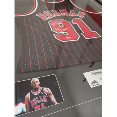 Maillot NBA Dennis Rodman Chicago Bulls signé and authentifié Noir
