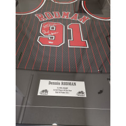 Camiseta NBA Dennis Rodman Chicago Bulls firmado y autentificado Negro