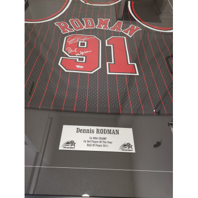 Maillot NBA Dennis Rodman Chicago Bulls signé and authentifié Noir
