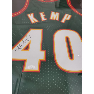Maillot NBA Shawn Kemp Seattle Sonics signé and authentifié Vert