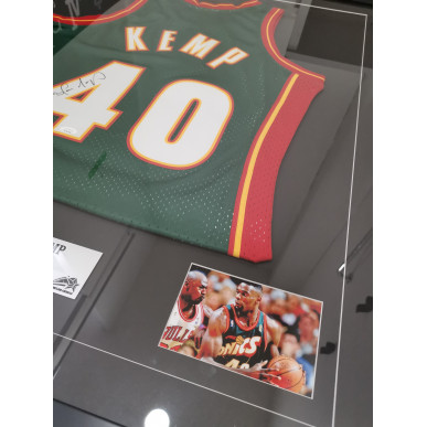 Maillot NBA Shawn Kemp Seattle Sonics signé and authentifié Vert