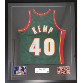 Maillot NBA Shawn Kemp Seattle Sonics signé and authentifié Vert