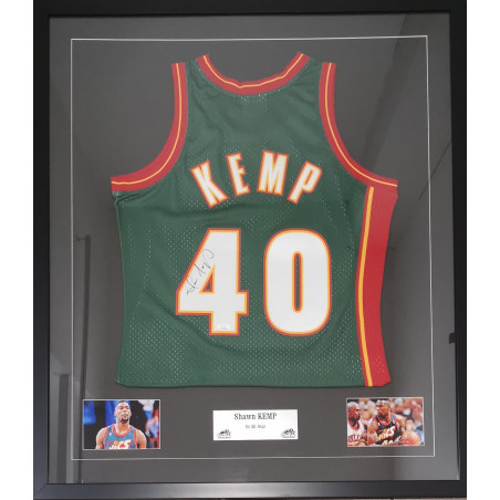 Maillot NBA Shawn Kemp Seattle Sonics signé and authentifié Vert