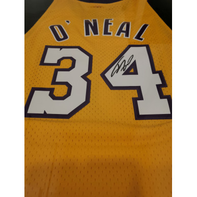 NBA Jersey Shaquille O'neal Los Angeles Lakers signed and authenticated Yellow
