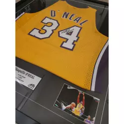 Camiseta NBA O'neal Los Angeles Lakers firmado y autentificado Amarillo