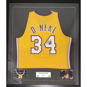 Camiseta NBA O'neal Los Angeles Lakers firmado y autentificado Amarillo