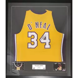 Camiseta NBA O'neal Los Angeles Lakers firmado y autentificado Amarillo