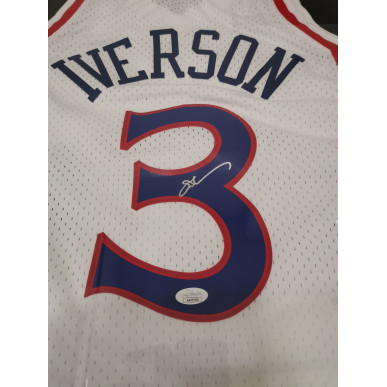 Maillot NBA Allen Iverson Philadelphia 76ers signé and authentifié Blanc
