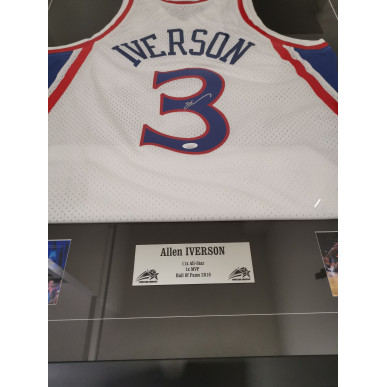 Maillot NBA Allen Iverson Philadelphia 76ers signé and authentifié Blanc