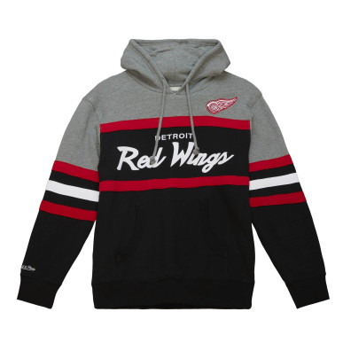 Men's Mitchell & Ness Headcoach NHL Detroit Red Wings Hoodie Grey