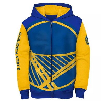 Sweat à capuche zippé NBA Golden State Warriors Outerstuff Poster Board Bleu pour Junior