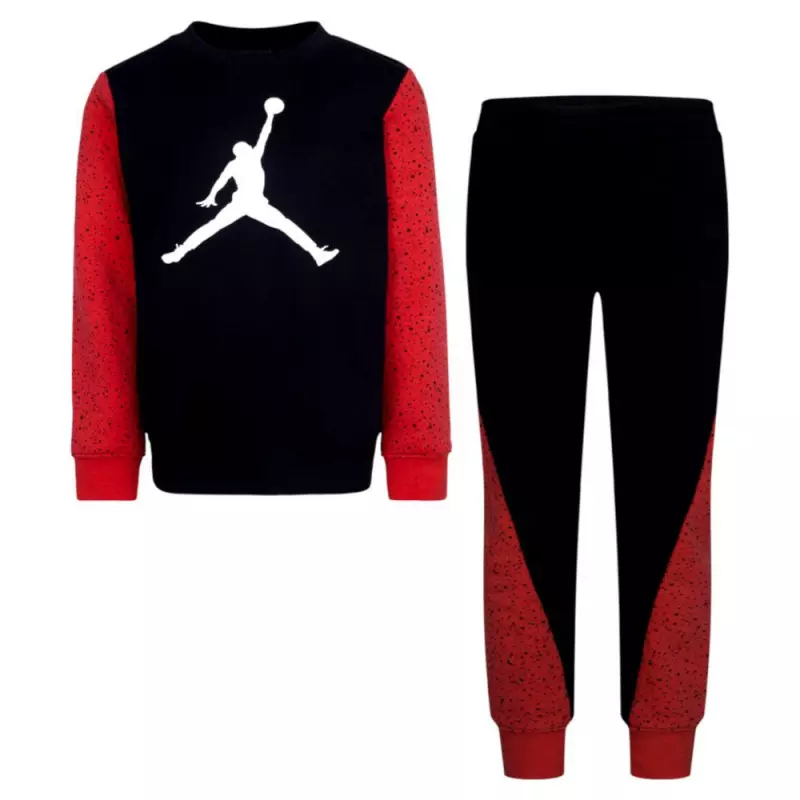 Ensemble Sweat et pantalon Jordan Air Speckle Noir Rouge pour enfant