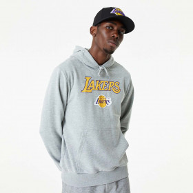 Sweat à Capuche NBA Los Angeles Lakers New Era Team logo 2 Gris pour Homme