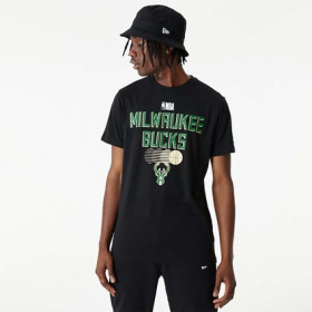 T-shirt NBA Milwaukee Bucks New Era Team Graphic Negro para hombre