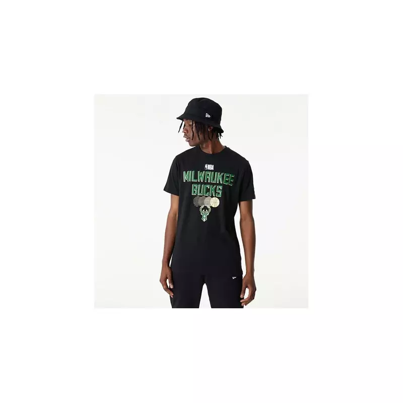T-shirt NBA Milwaukee Bucks New Era Team Graphic Negro para hombre