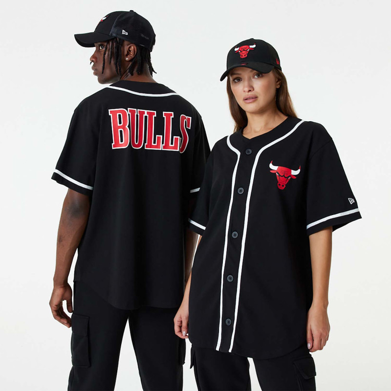 Men's New era Baseball jersey NBA Chicago Bulls black