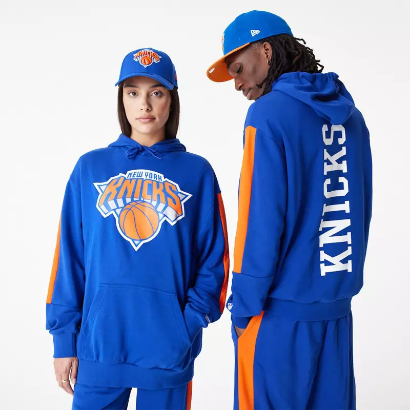 Sweat à Capuche NBA New York Knicks New Era Color Block Oversize Bleu