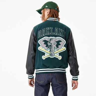 Chaqueta New Era Varsity Bomber MLB Oakland Athletics Verde