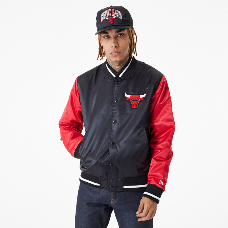 Men's New Era Satin Bomber NBA Chicago Bulls Black