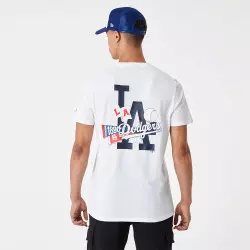 Camiseta para hombre MLB Los Angeles Dodgers New Era Flag Graphique Blanco