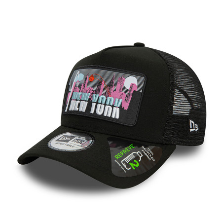 Gorra New Era New York License Plate Repreve Trucker Negro