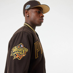 New era San Diego Padres MLB Patch Varsity Bomber Jacket Brown